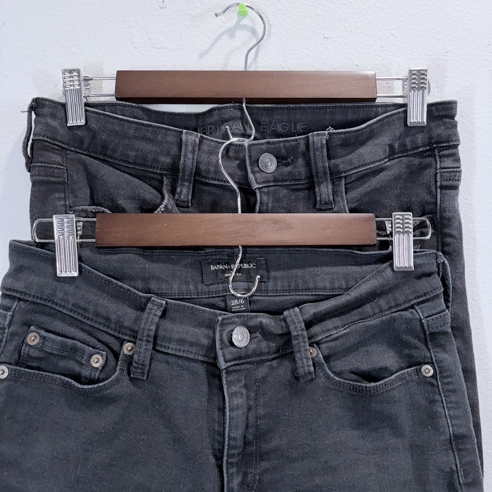 American Eagle and Banana Republic Womens 6 Black Skinny Jeans Lot